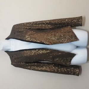 Rachel Roy open jacket blazer sequins women 0 event Y2K holiday party brown